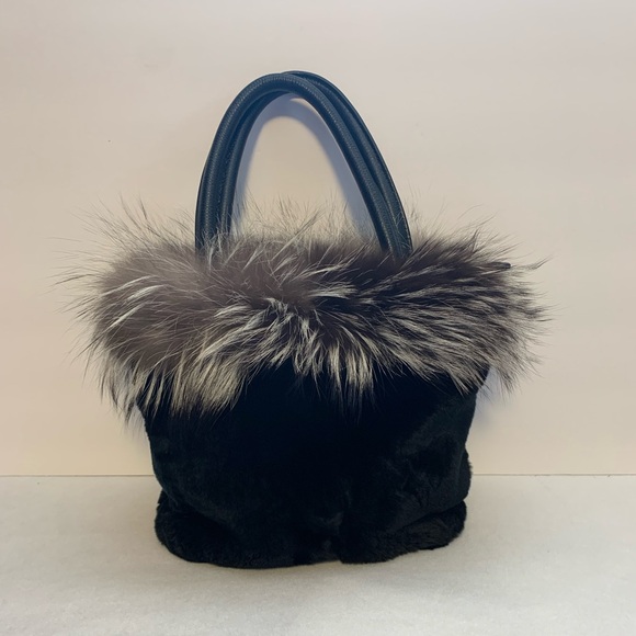 Handbags - Genuine silver tipped fox and mink purse